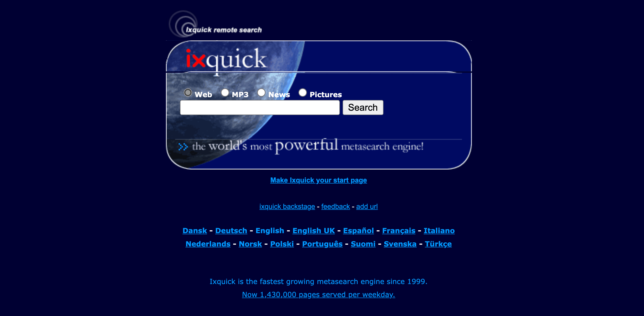 Aperçu d'Ixquick en 2004